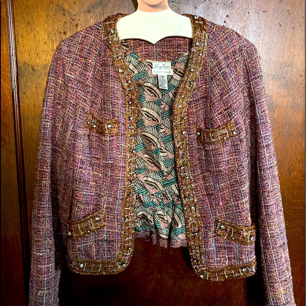 Tracy Reese tweed jeweled jacket Bergdorf Goodman